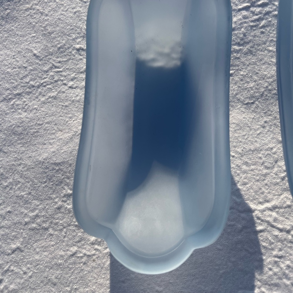 4-Indian glass Light Blue Frosted  Decorative banana Tray